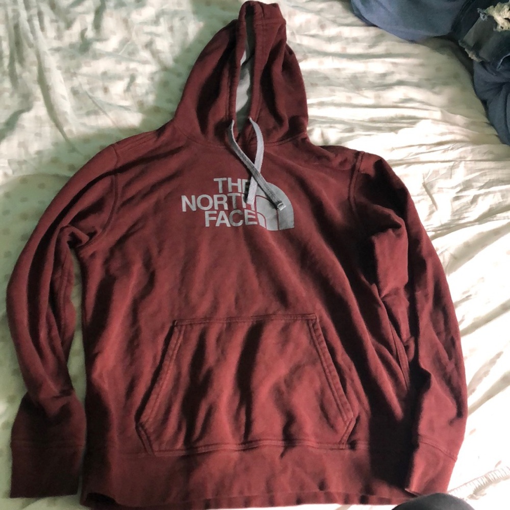Burgundy brick red north face hoodie